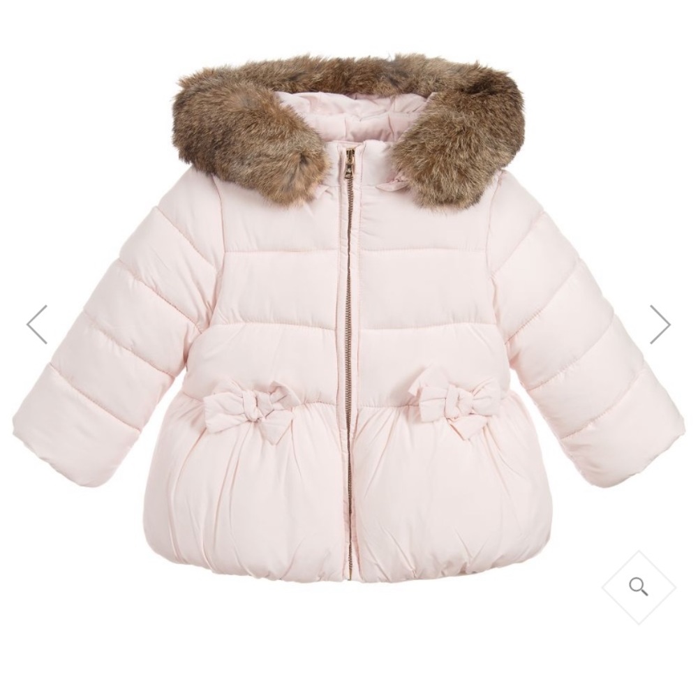 6 month French designer coat with fur trim